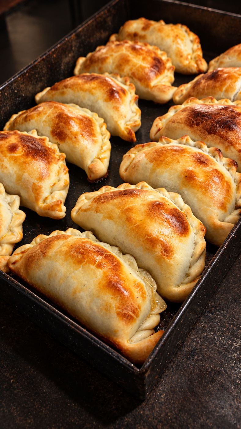 Empanadas de braseado recién horneadas